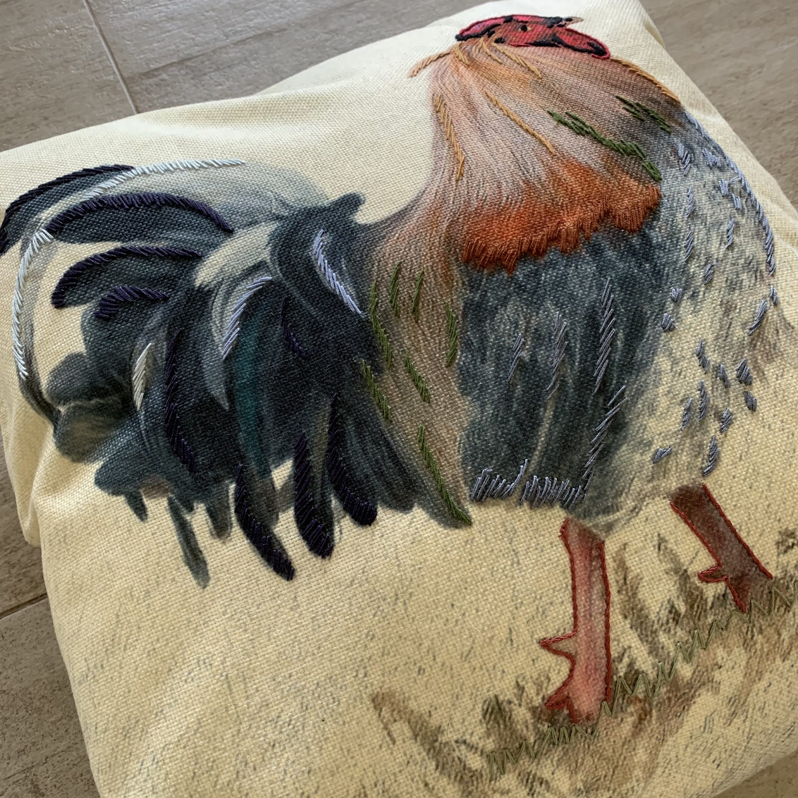 Cojín Gallina de Campo con Bordado